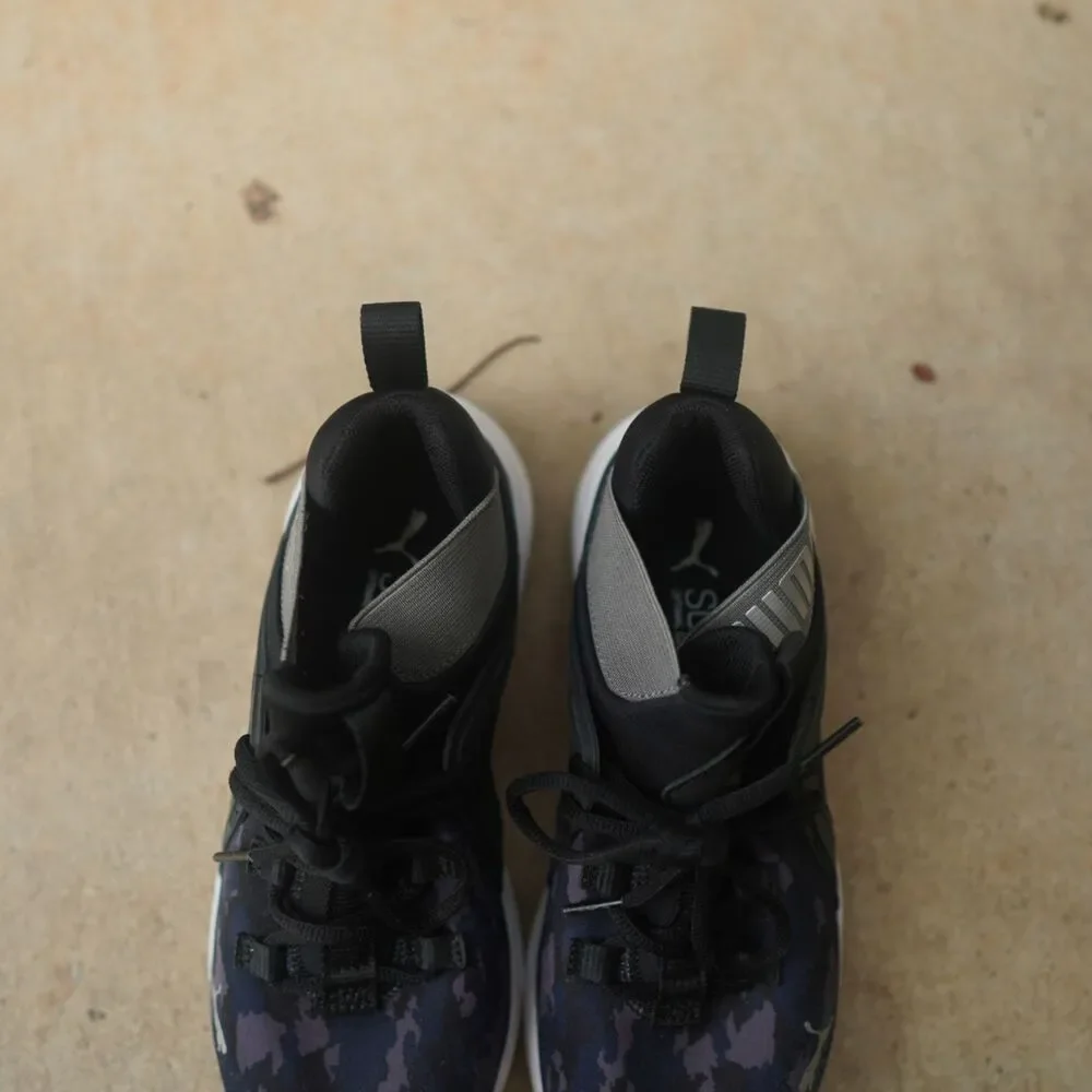 PUMA Enzo 2 Camo Youth Boys Running Shoes Size 4.5 Black Blue Sneakers Gym